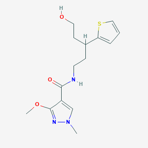 molecular formula C15H21N3O3S B2645352 N-(5-hydroxy-3-(thiophen-2-yl)pentyl)-3-methoxy-1-methyl-1H-pyrazole-4-carboxamide CAS No. 2034591-78-9