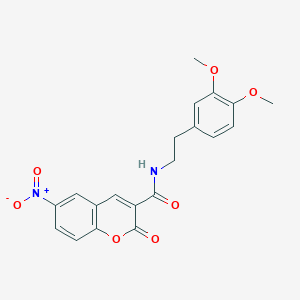 molecular formula C20H18N2O7 B2645357 N-(3,4-dimethoxyphenethyl)-6-nitro-2-oxo-2H-chromene-3-carboxamide CAS No. 838814-59-8