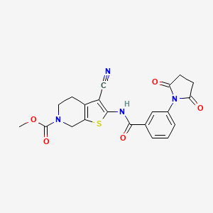 molecular formula C21H18N4O5S B2645380 methyl 3-cyano-2-(3-(2,5-dioxopyrrolidin-1-yl)benzamido)-4,5-dihydrothieno[2,3-c]pyridine-6(7H)-carboxylate CAS No. 886955-33-5