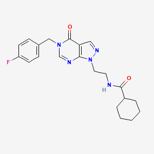 N-(2-(5-(4-fluorobenzyl)-4-oxo-4,5-dihydro-1H-pyrazolo[3,4-d]pyrimidin-1-yl)ethyl)cyclohexanecarboxamide