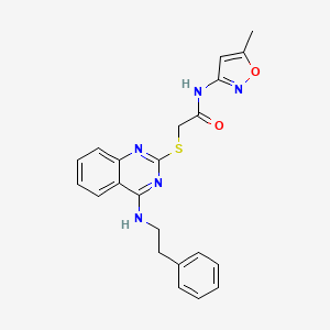 molecular formula C22H21N5O2S B2645403 N-(5-methyl-1,2-oxazol-3-yl)-2-({4-[(2-phenylethyl)amino]quinazolin-2-yl}sulfanyl)acetamide CAS No. 422532-46-5