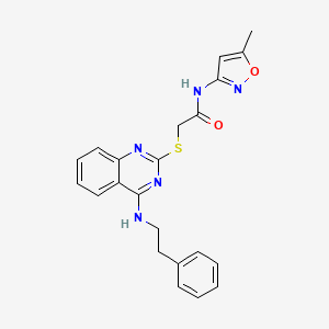 molecular formula C22H21N5O2S B2645403 N-(5-methylisoxazol-3-yl)-2-((4-(phenethylamino)quinazolin-2-yl)thio)acetamide CAS No. 422532-46-5