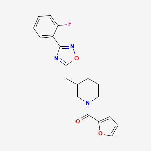 B2645461 (3-((3-(2-Fluorophenyl)-1,2,4-oxadiazol-5-yl)methyl)piperidin-1-yl)(furan-2-yl)methanone CAS No. 1705554-16-0