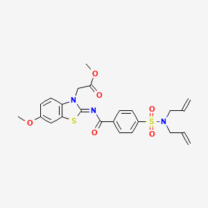 molecular formula C24H25N3O6S2 B2645513 (Z)-methyl 2-(2-((4-(N,N-diallylsulfamoyl)benzoyl)imino)-6-methoxybenzo[d]thiazol-3(2H)-yl)acetate CAS No. 865200-01-7