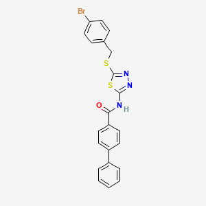 molecular formula C22H16BrN3OS2 B2645521 N-(5-((4-bromobenzyl)thio)-1,3,4-thiadiazol-2-yl)-[1,1'-biphenyl]-4-carboxamide CAS No. 392303-06-9