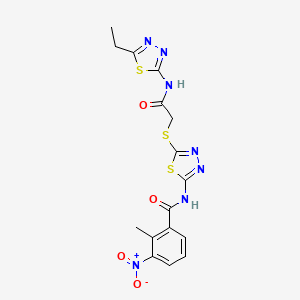 N-[5-[2-[(5-ethyl-1,3,4-thiadiazol-2-yl)amino]-2-oxoethyl]sulfanyl-1,3,4-thiadiazol-2-yl]-2-methyl-3-nitrobenzamide