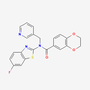 molecular formula C22H16FN3O3S B2645529 N-(6-fluoro-1,3-benzothiazol-2-yl)-N-[(pyridin-3-yl)methyl]-2,3-dihydro-1,4-benzodioxine-6-carboxamide CAS No. 895019-82-6