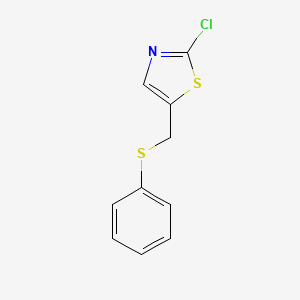 molecular formula C10H8ClNS2 B2645534 2-Chloro-5-[(phenylsulfanyl)methyl]-1,3-thiazole CAS No. 866039-39-6