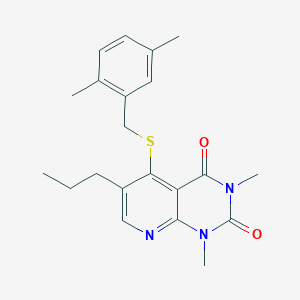 molecular formula C21H25N3O2S B2645542 5-((2,5-dimethylbenzyl)thio)-1,3-dimethyl-6-propylpyrido[2,3-d]pyrimidine-2,4(1H,3H)-dione CAS No. 899940-83-1
