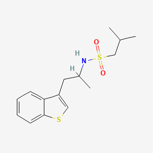 molecular formula C15H21NO2S2 B2645544 N-[1-(1-benzothiophen-3-yl)propan-2-yl]-2-methylpropane-1-sulfonamide CAS No. 2319898-03-6