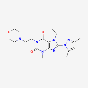 molecular formula C19H27N7O3 B2645545 8-(3,5-dimethyl-1H-pyrazol-1-yl)-7-ethyl-3-methyl-1-(2-morpholinoethyl)-1H-purine-2,6(3H,7H)-dione CAS No. 1013968-96-1