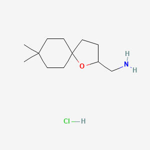 B2645554 (8,8-Dimethyl-1-oxaspiro[4.5]decan-2-yl)methanamine hydrochloride CAS No. 2230798-30-6