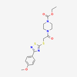 molecular formula C18H22N4O4S2 B2645569 Ethyl 4-(2-((3-(4-methoxyphenyl)-1,2,4-thiadiazol-5-yl)thio)acetyl)piperazine-1-carboxylate CAS No. 864919-68-6