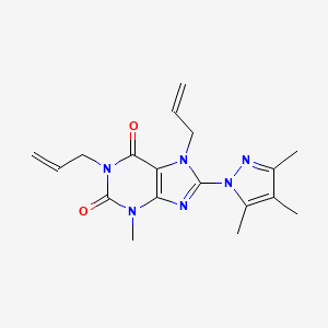 molecular formula C18H22N6O2 B2645591 3-Methyl-1,7-bis(prop-2-enyl)-8-(3,4,5-trimethylpyrazol-1-yl)purine-2,6-dione CAS No. 1013992-61-4
