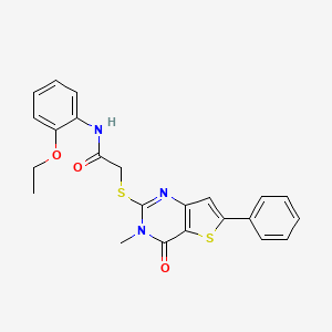 molecular formula C23H21N3O3S2 B2645594 N-(2-ethoxyphenyl)-2-({3-methyl-4-oxo-6-phenyl-3H,4H-thieno[3,2-d]pyrimidin-2-yl}sulfanyl)acetamide CAS No. 1105251-91-9
