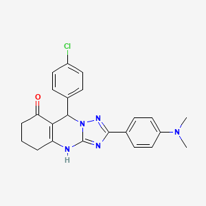 molecular formula C23H22ClN5O B2645617 9-(4-chlorophenyl)-2-(4-(dimethylamino)phenyl)-5,6,7,9-tetrahydro-[1,2,4]triazolo[5,1-b]quinazolin-8(4H)-one CAS No. 540477-29-0