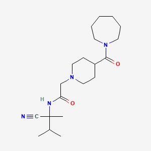 molecular formula C20H34N4O2 B2645619 2-[4-(azepane-1-carbonyl)piperidin-1-yl]-N-(1-cyano-1,2-dimethylpropyl)acetamide CAS No. 1326071-35-5
