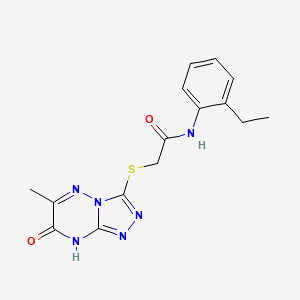 molecular formula C15H16N6O2S B2645620 N-(2-ethylphenyl)-2-[(7-hydroxy-6-methyl[1,2,4]triazolo[4,3-b][1,2,4]triazin-3-yl)sulfanyl]acetamide CAS No. 898467-64-6