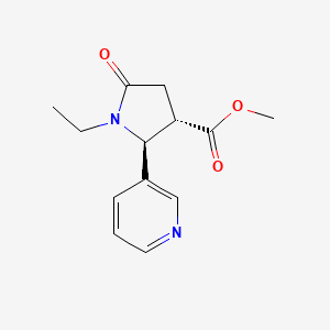 molecular formula C13H16N2O3 B2645622 rac-methyl (2R,3R)-1-ethyl-5-oxo-2-(pyridin-3-yl)pyrrolidine-3-carboxylate, trans CAS No. 1909286-43-6