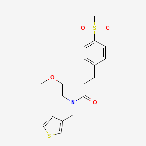 molecular formula C18H23NO4S2 B2645623 N-(2-methoxyethyl)-3-(4-(methylsulfonyl)phenyl)-N-(thiophen-3-ylmethyl)propanamide CAS No. 2034265-93-3