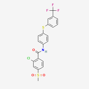 molecular formula C21H15ClF3NO3S2 B2645625 2-chloro-4-methylsulfonyl-N-[4-[3-(trifluoromethyl)phenyl]sulfanylphenyl]benzamide CAS No. 339104-86-8