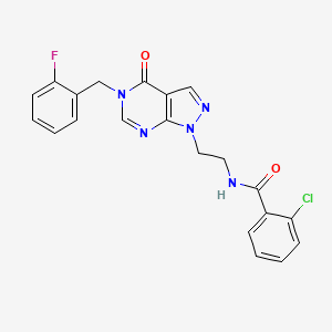 2-chloro-N-(2-(5-(2-fluorobenzyl)-4-oxo-4,5-dihydro-1H-pyrazolo[3,4-d]pyrimidin-1-yl)ethyl)benzamide
