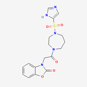 molecular formula C17H19N5O5S B2645687 3-(2-(4-((1H-imidazol-4-yl)sulfonyl)-1,4-diazepan-1-yl)-2-oxoethyl)benzo[d]oxazol-2(3H)-one CAS No. 1904364-66-4