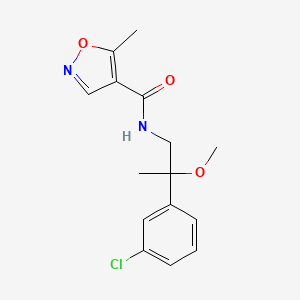 molecular formula C15H17ClN2O3 B2645688 N-[2-(3-chlorophenyl)-2-methoxypropyl]-5-methyl-1,2-oxazole-4-carboxamide CAS No. 1795456-37-9