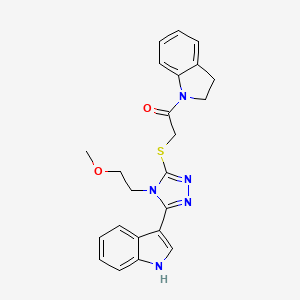2-((5-(1H-indol-3-yl)-4-(2-methoxyethyl)-4H-1,2,4-triazol-3-yl)thio)-1-(indolin-1-yl)ethanone