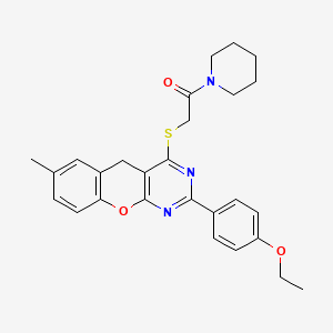 2-((2-(4-ethoxyphenyl)-7-methyl-5H-chromeno[2,3-d]pyrimidin-4-yl)thio)-1-(piperidin-1-yl)ethanone