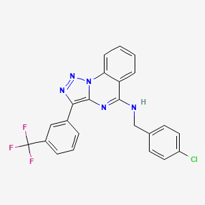 molecular formula C23H15ClF3N5 B2645693 N-[(4-氯苯基)甲基]-3-[3-(三氟甲基)苯基]-[1,2,3]三唑并[1,5-a]喹唑啉-5-胺 CAS No. 902483-76-5