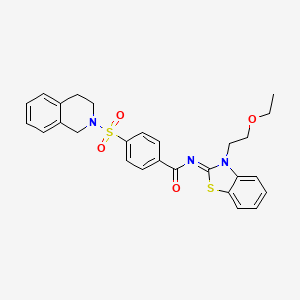 molecular formula C27H27N3O4S2 B2645702 (Z)-4-((3,4-dihydroisoquinolin-2(1H)-yl)sulfonyl)-N-(3-(2-ethoxyethyl)benzo[d]thiazol-2(3H)-ylidene)benzamide CAS No. 865162-42-1