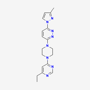 molecular formula C18H22N8 B2645721 3-[4-(6-ethylpyrimidin-4-yl)piperazin-1-yl]-6-(3-methyl-1H-pyrazol-1-yl)pyridazine CAS No. 2415532-73-7