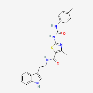 molecular formula C23H23N5O2S B2645742 N-(2-(1H-indol-3-yl)ethyl)-4-methyl-2-(3-(p-tolyl)ureido)thiazole-5-carboxamide CAS No. 941975-23-1