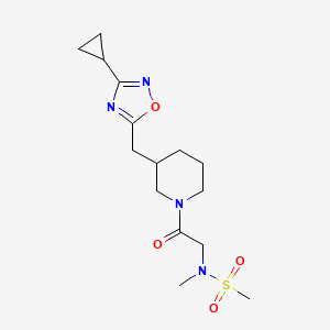 B2645748 N-(2-(3-((3-cyclopropyl-1,2,4-oxadiazol-5-yl)methyl)piperidin-1-yl)-2-oxoethyl)-N-methylmethanesulfonamide CAS No. 1705375-30-9