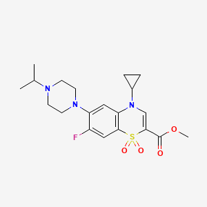 molecular formula C20H26FN3O4S B2645762 methyl 4-cyclopropyl-7-fluoro-1,1-dioxo-6-[4-(propan-2-yl)piperazin-1-yl]-4H-1lambda6,4-benzothiazine-2-carboxylate CAS No. 1116010-23-1