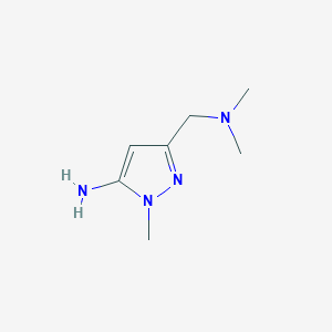 molecular formula C7H14N4 B2645768 5-dimethylaminomethyl-2-methyl-2H-pyrazol-3-ylamine CAS No. 1174305-94-2