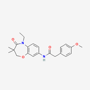 molecular formula C22H26N2O4 B2645770 N-(5-ethyl-3,3-dimethyl-4-oxo-2,3,4,5-tetrahydro-1,5-benzoxazepin-8-yl)-2-(4-methoxyphenyl)acetamide CAS No. 921519-11-1
