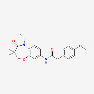 molecular formula C22H26N2O4 B2645770 N-(5-ethyl-3,3-dimethyl-4-oxo-2,3,4,5-tetrahydrobenzo[b][1,4]oxazepin-8-yl)-2-(4-methoxyphenyl)acetamide CAS No. 921519-11-1