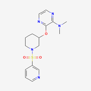 molecular formula C16H21N5O3S B2645776 N,N-dimethyl-3-((1-(pyridin-3-ylsulfonyl)piperidin-3-yl)oxy)pyrazin-2-amine CAS No. 2034439-93-3