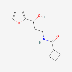 molecular formula C12H17NO3 B2645778 N-(3-(furan-2-yl)-3-hydroxypropyl)cyclobutanecarboxamide CAS No. 1421499-59-3