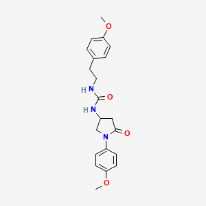 molecular formula C21H25N3O4 B2645780 1-(4-Methoxyphenethyl)-3-(1-(4-methoxyphenyl)-5-oxopyrrolidin-3-yl)urea CAS No. 894028-69-4