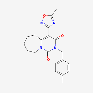 molecular formula C20H22N4O3 B2645781 2-(4-methylbenzyl)-4-(5-methyl-1,2,4-oxadiazol-3-yl)-6,7,8,9-tetrahydropyrimido[1,6-a]azepine-1,3(2H,5H)-dione CAS No. 1775346-13-8