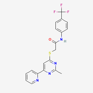 molecular formula C19H15F3N4OS B2645782 2-((2-methyl-6-(pyridin-2-yl)pyrimidin-4-yl)thio)-N-(4-(trifluoromethyl)phenyl)acetamide CAS No. 1251587-96-8