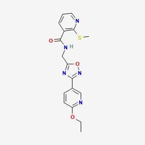 molecular formula C17H17N5O3S B2645787 N-((3-(6-ethoxypyridin-3-yl)-1,2,4-oxadiazol-5-yl)methyl)-2-(methylthio)nicotinamide CAS No. 2034289-14-8