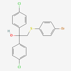 molecular formula C20H15BrCl2OS B2645810 2-[(4-bromophenyl)sulfanyl]-1,1-bis(4-chlorophenyl)ethan-1-ol CAS No. 303152-21-8
