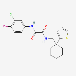 molecular formula C19H20ClFN2O2S B2645831 N'-(3-chloro-4-fluorophenyl)-N-{[1-(thiophen-2-yl)cyclohexyl]methyl}ethanediamide CAS No. 1091444-12-0