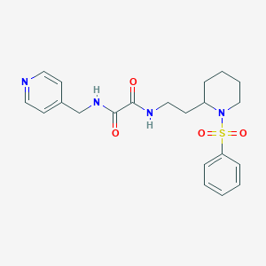 molecular formula C21H26N4O4S B2645841 N1-(2-(1-(phenylsulfonyl)piperidin-2-yl)ethyl)-N2-(pyridin-4-ylmethyl)oxalamide CAS No. 898449-79-1