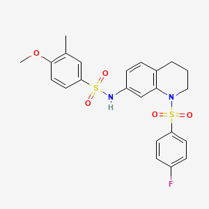 molecular formula C23H23FN2O5S2 B2645871 N-[1-(4-fluorobenzenesulfonyl)-1,2,3,4-tetrahydroquinolin-7-yl]-4-methoxy-3-methylbenzene-1-sulfonamide CAS No. 946300-52-3