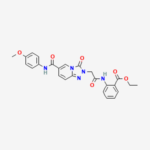 molecular formula C25H23N5O6 B2645904 ethyl 2-(2-{6-[(4-methoxyphenyl)carbamoyl]-3-oxo-2H,3H-[1,2,4]triazolo[4,3-a]pyridin-2-yl}acetamido)benzoate CAS No. 1226456-20-7